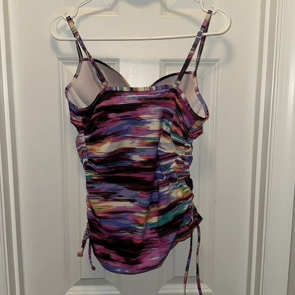 Used Assets by Sara Blakely Spanx Multicolor Tankini Swim Top Women Size Medium - Picture 3 of 4